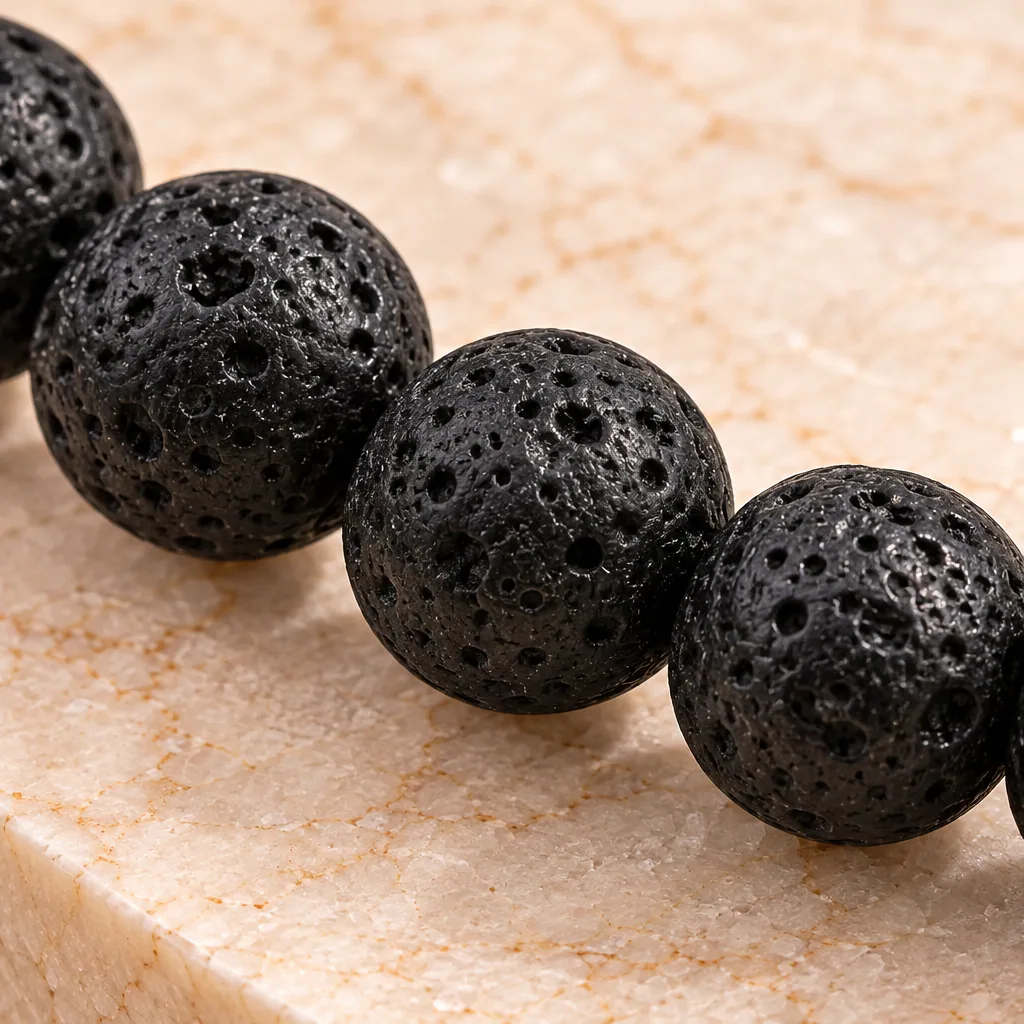 Bracelet à boules en Pierre de lave · 6 mm · Chine · Grade AB — vue studio 3