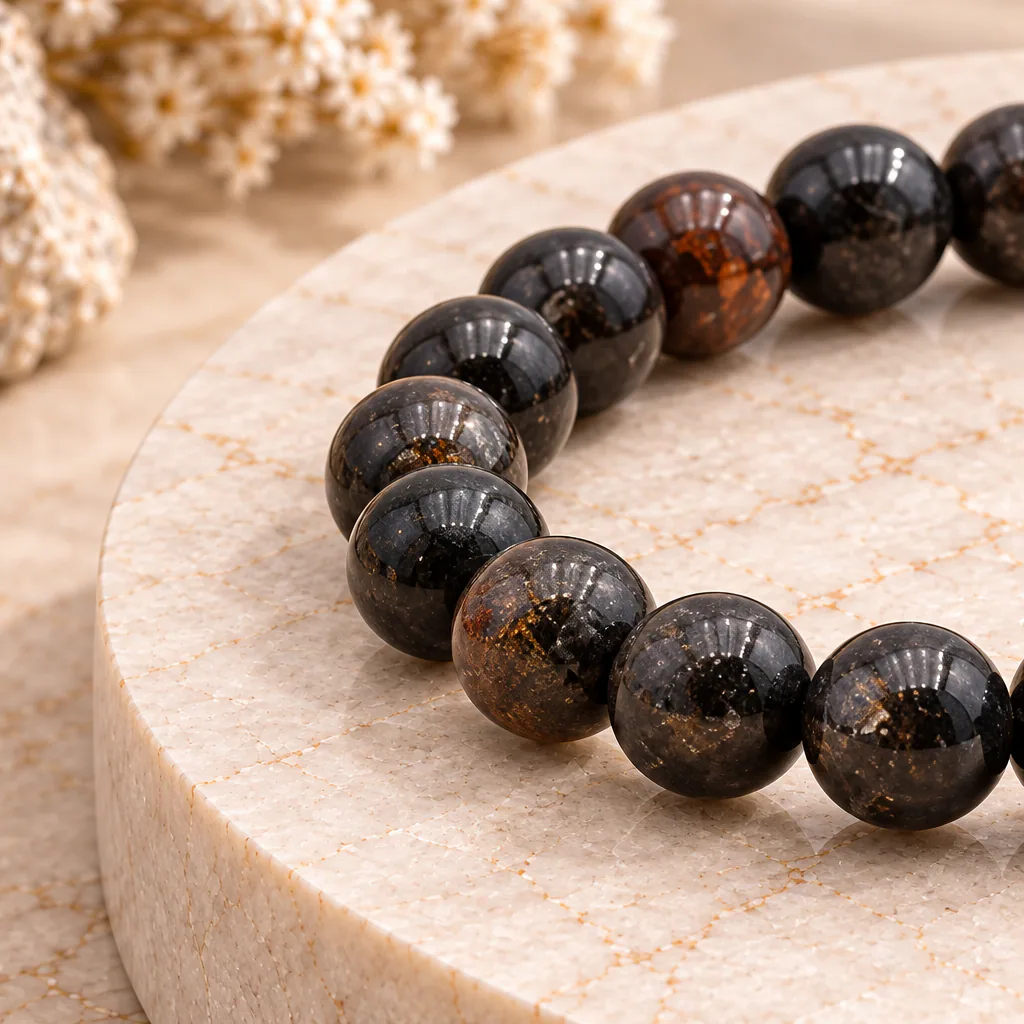 Bracelet à boules en Biotite · 6 mm · Chine · Grade A — vue studio 2