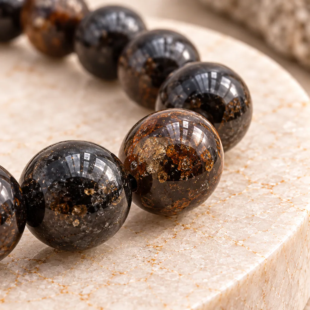 Bracelet à boules en Biotite · 6 mm · Chine · Grade A — vue studio 3