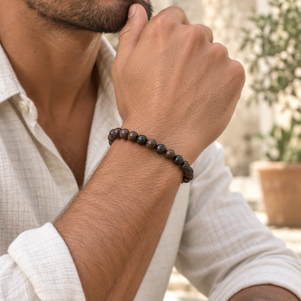 Bracelet à boules en Biotite · 6 mm · Chine · Grade A — vue portée 2