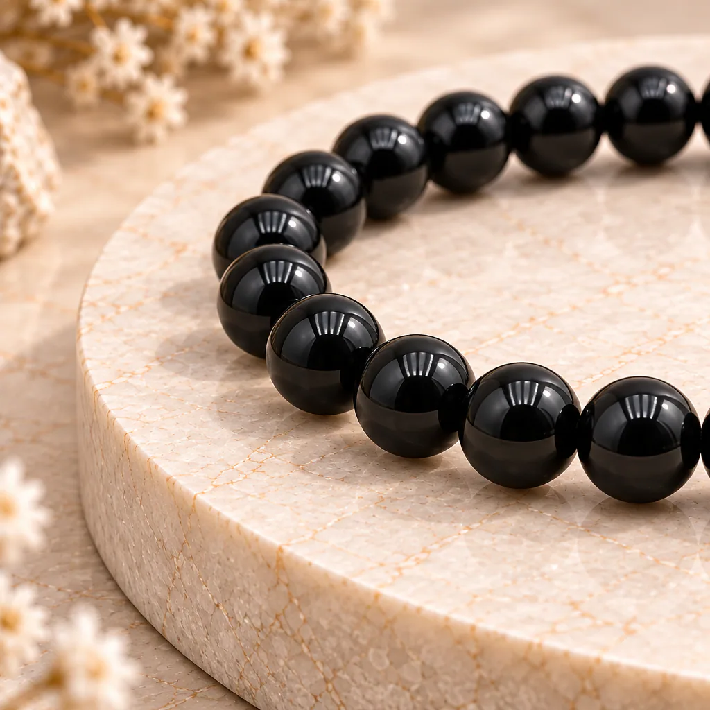 Bracelet à boules en Onyx · 6 mm · Brésil · Grade A — vue studio 2