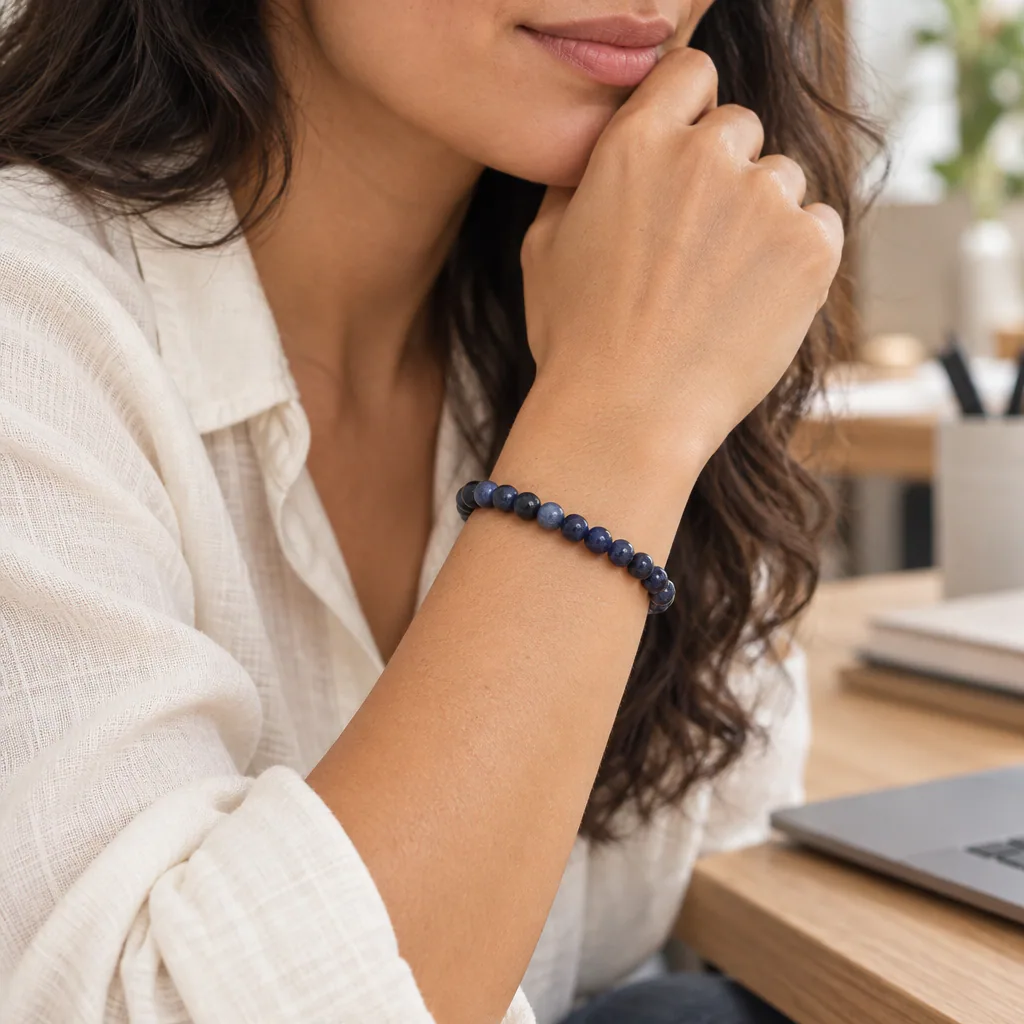 Bracelet à boules en Sodalite · 6 mm · Namibie · Grade AA — vue portée 1
