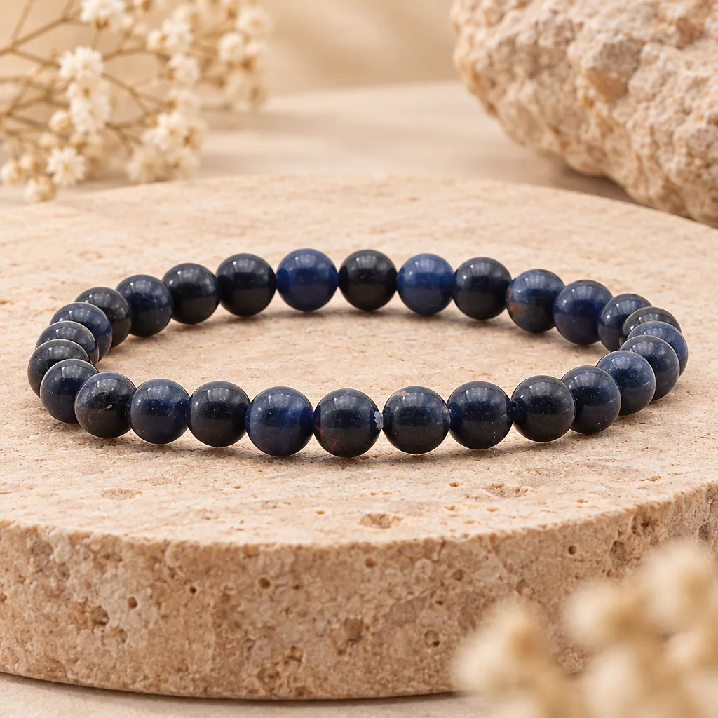 Bracelet à boules en Sodalite · 6 mm · Namibie · Grade AA — vue portée 2