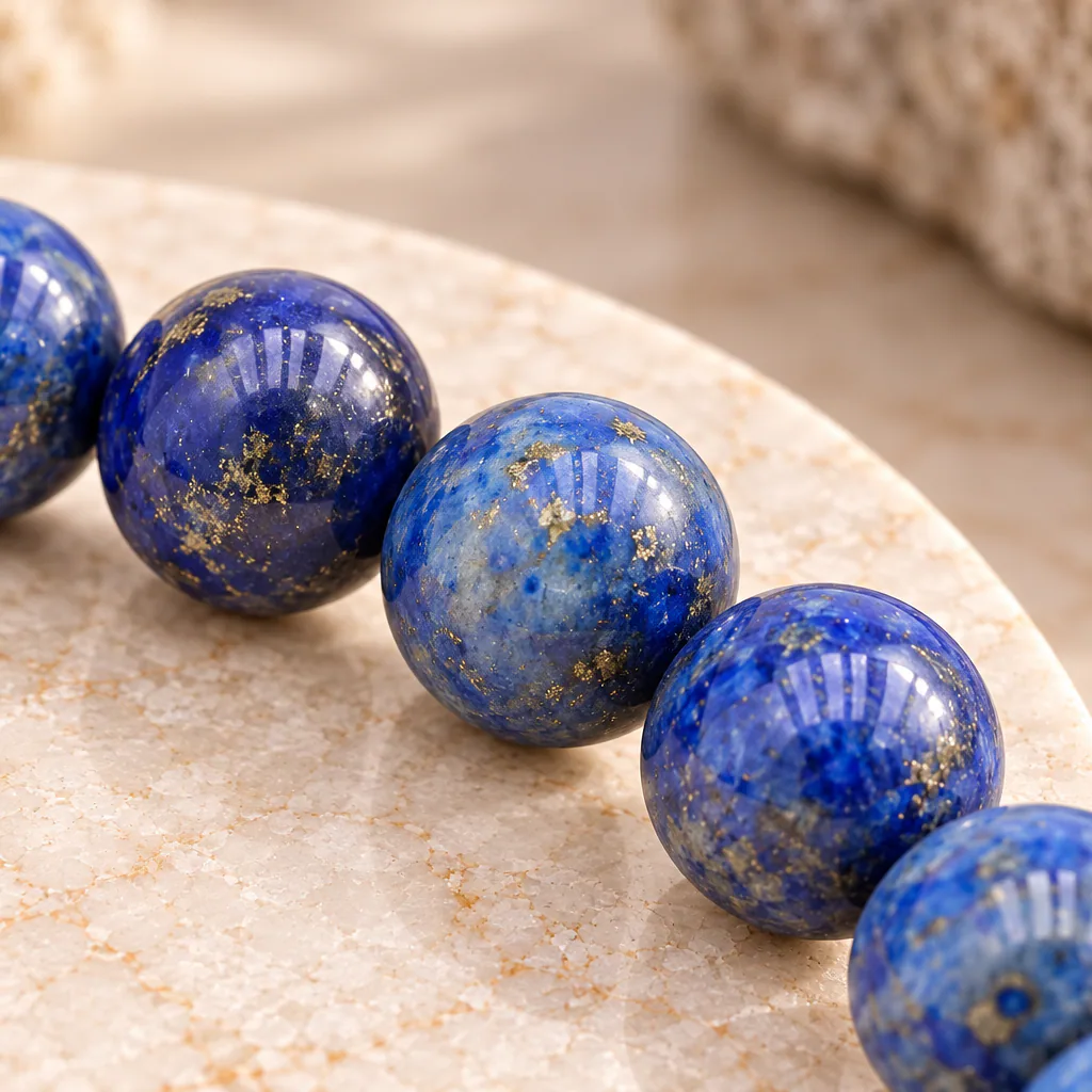 Bracelet à boules en Lapis Lazuli · 6 mm · Afghanistan · Grade A — vue studio 3