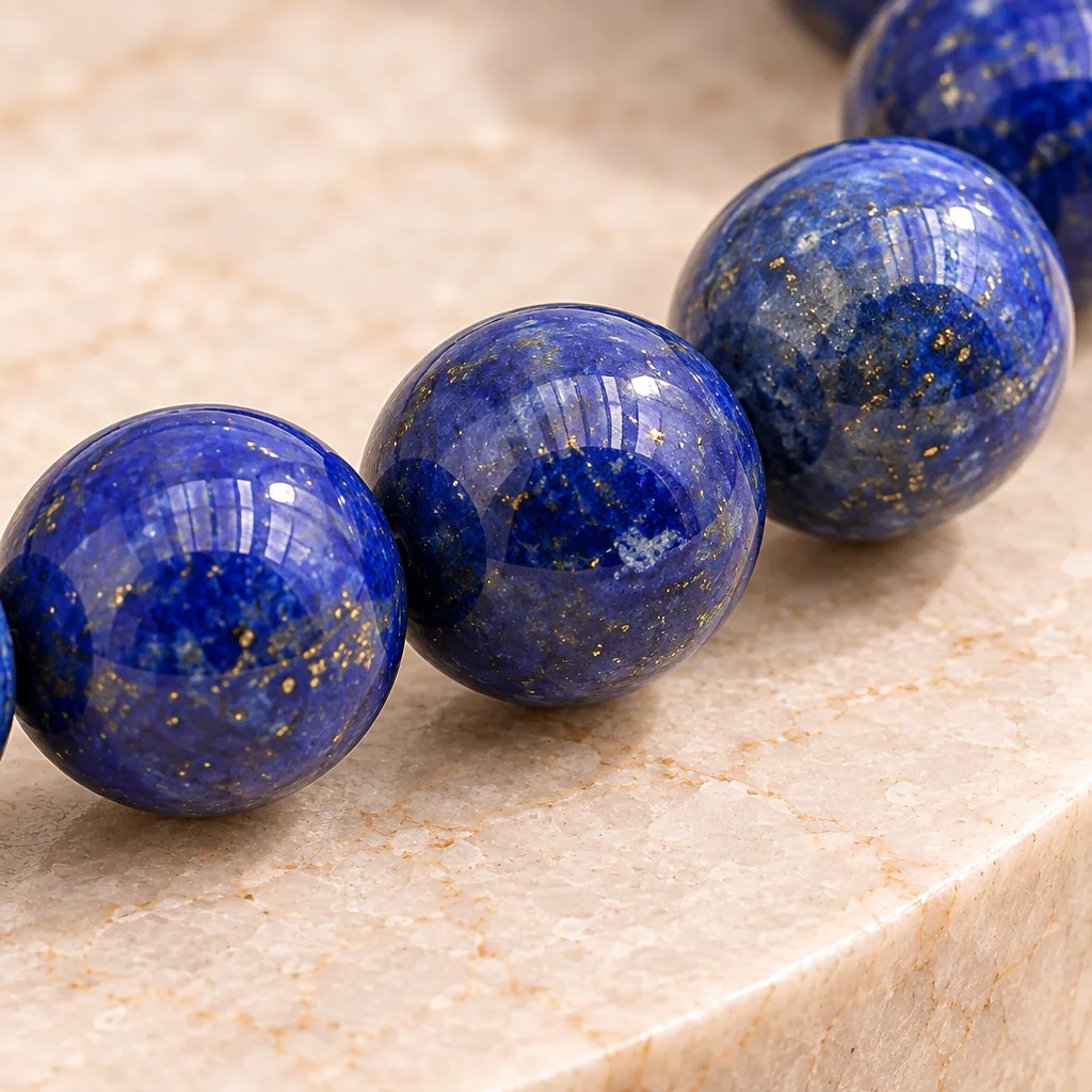 Bracelet à boules en Lapis Lazuli · 6 mm · Afghanistan · Grade AA — vue studio 3