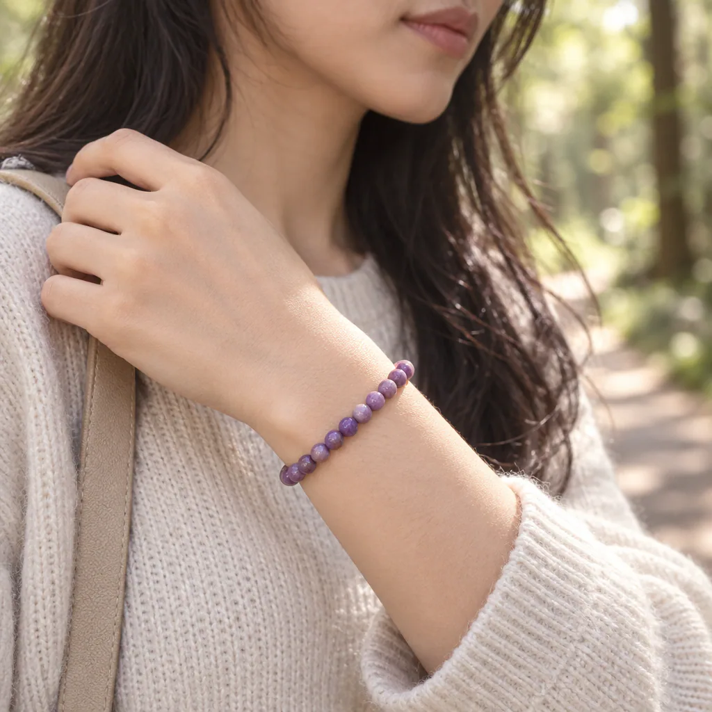 Bracelet à boules en Phosphosidérite · 6 mm · Brésil · Grade A — vue portée 1