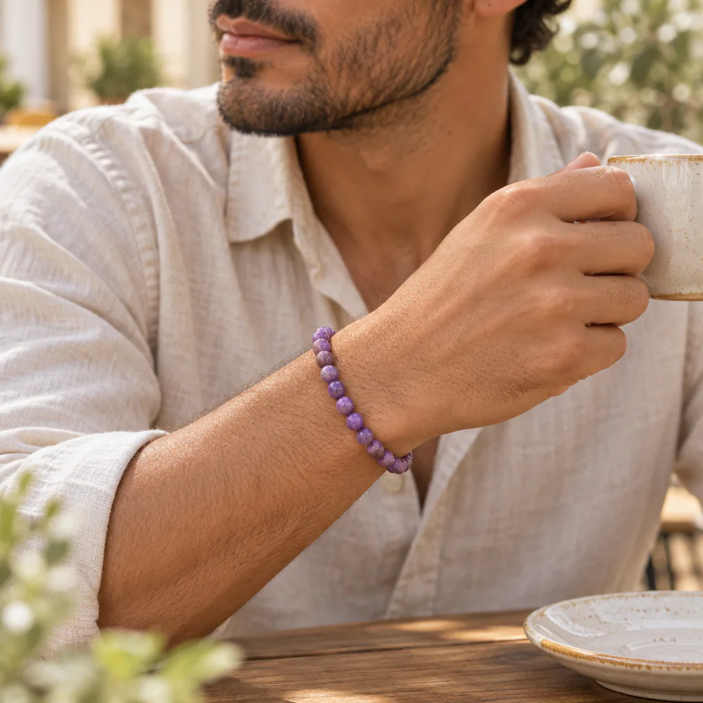 Bracelet à boules en Phosphosidérite · 6 mm · Brésil · Grade A — vue portée 2