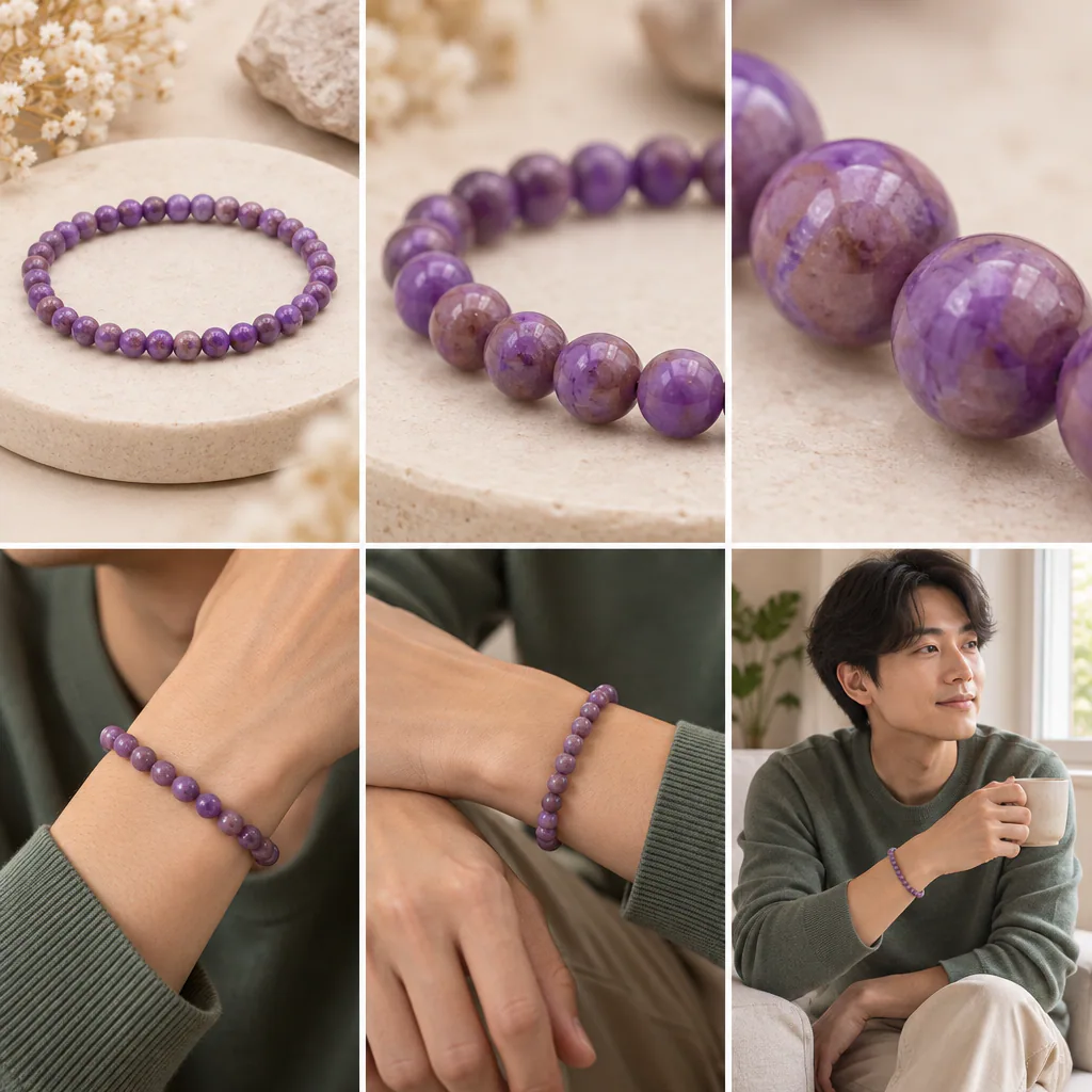 Bracelet à boules en Phosphosidérite · 6 mm · Brésil · Grade A — vue portée 3