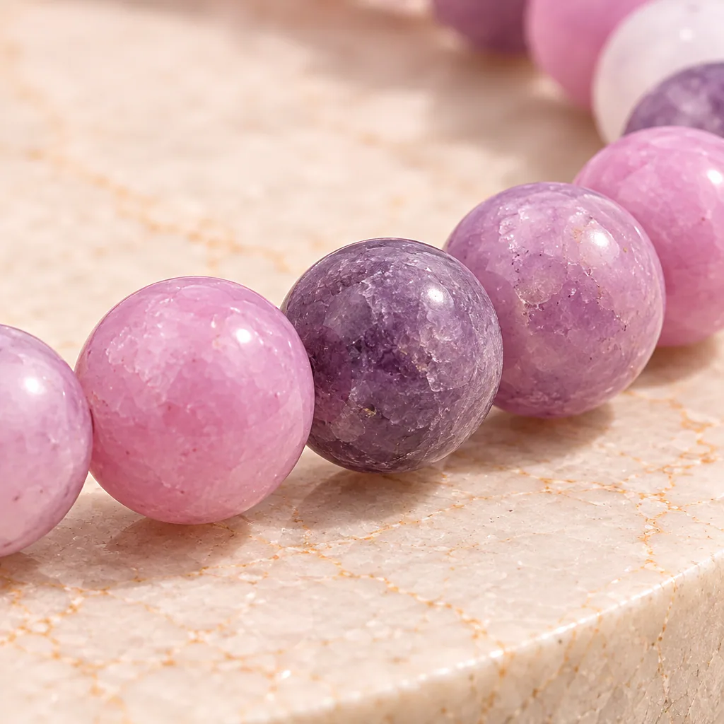 Bracelet à boules en Lépidolite · 6 mm · Madagascar · Grade A+ — vue studio 3