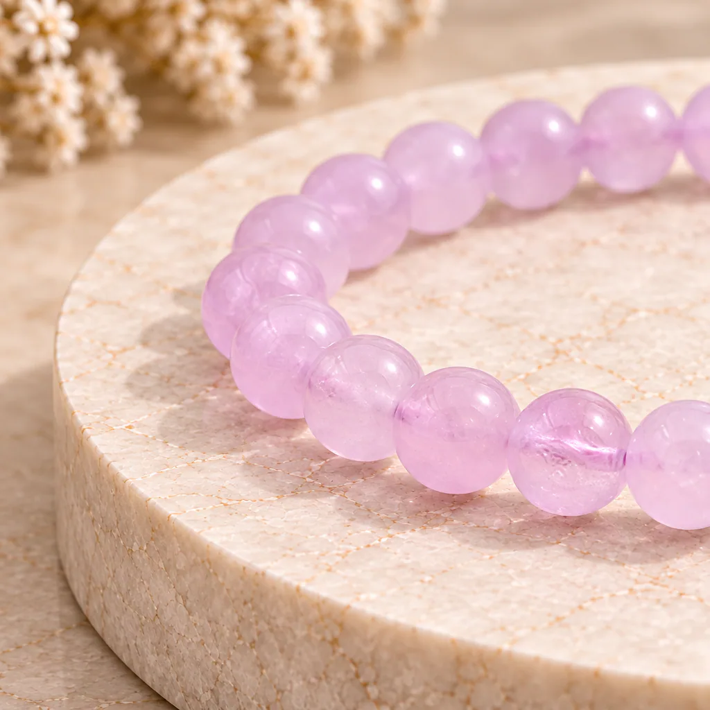 Bracelet à boules en Améthyste lavande · 6 mm · Brésil · Grade A — vue studio 2