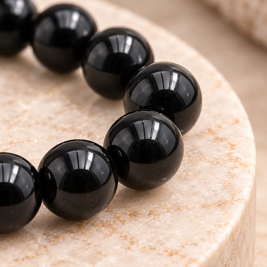 Bracelet à boules en Spinelle noire · 6 mm · Thaïlande · Grade A — vue studio 3