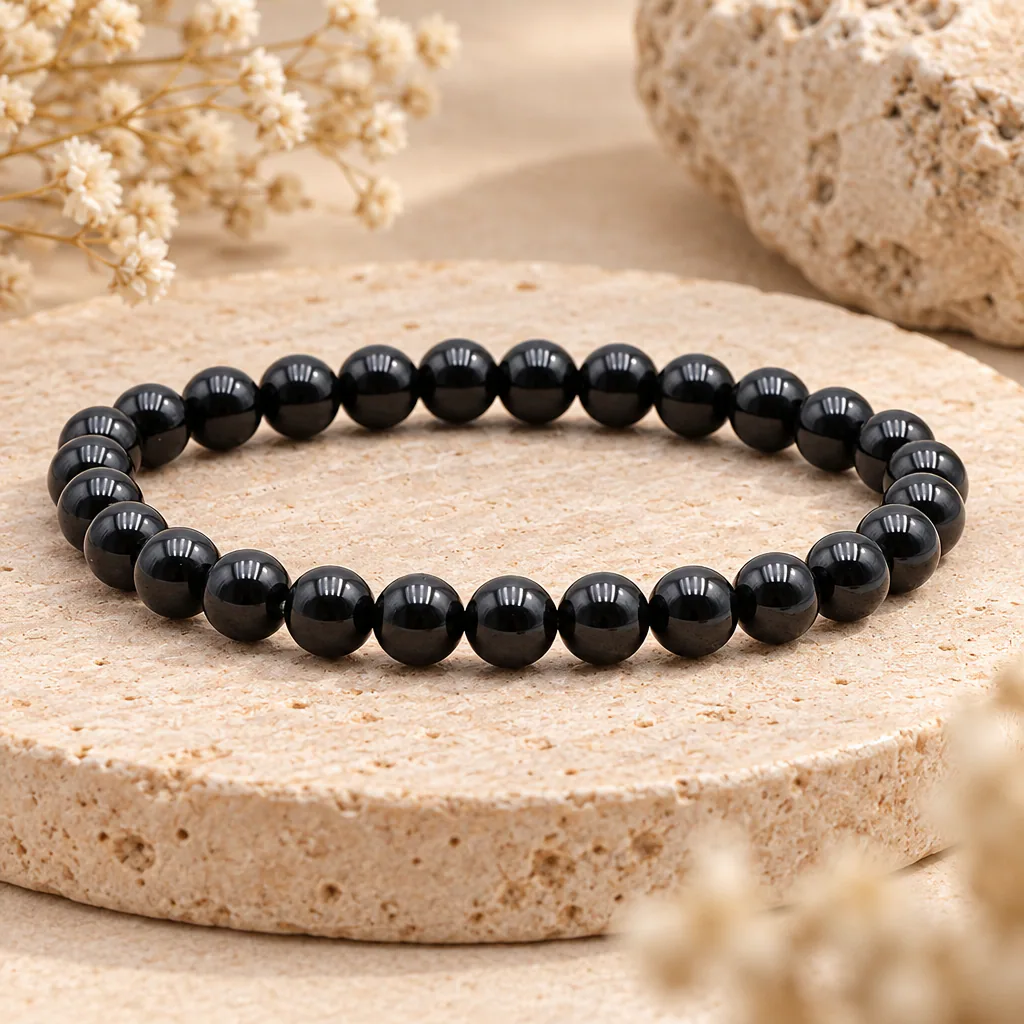 Bracelet à boules en Spinelle noire · 6 mm · Thaïlande · Grade A — vue portée 3