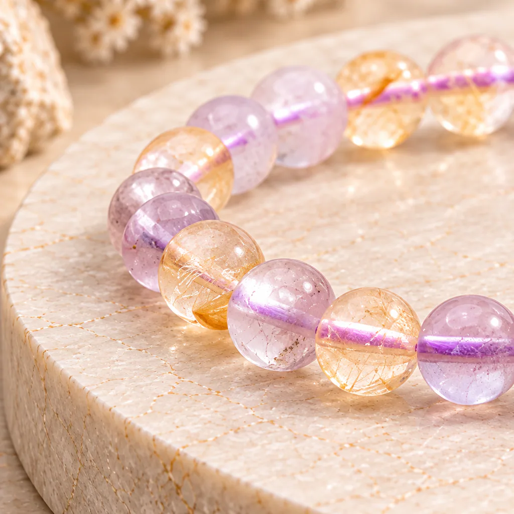 Bracelet à boules en Amétrine · 6 mm · Brésil · Grade A — vue studio 2