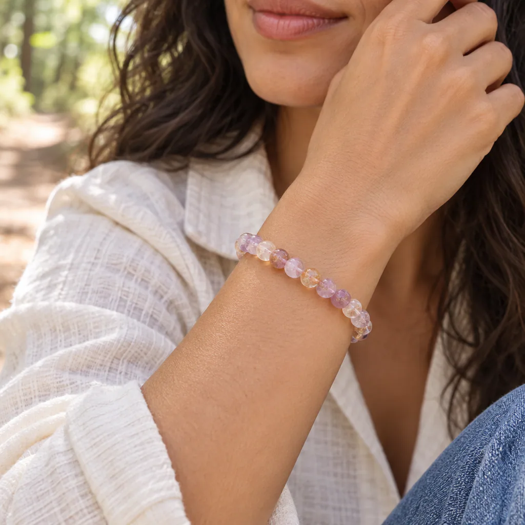 Bracelet à boules en Amétrine · 6 mm · Brésil · Grade A — vue portée 1