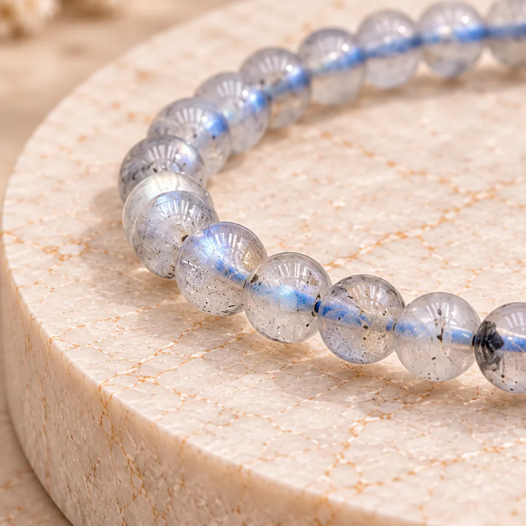 Bracelet à boules en Labradorite · 5 mm · Madagascar · Grade A — vue studio 2