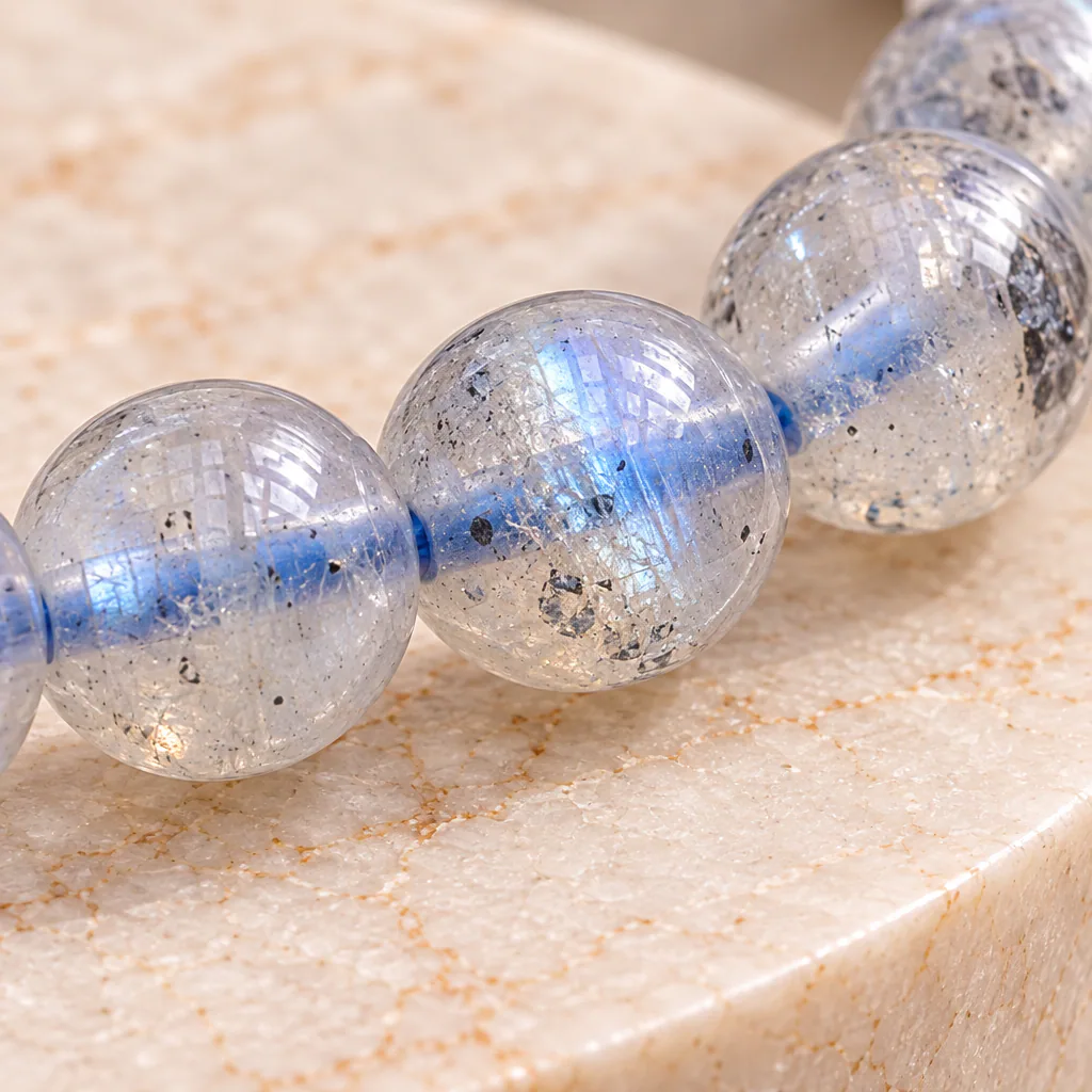 Bracelet à boules en Labradorite · 5 mm · Madagascar · Grade A — vue studio 3
