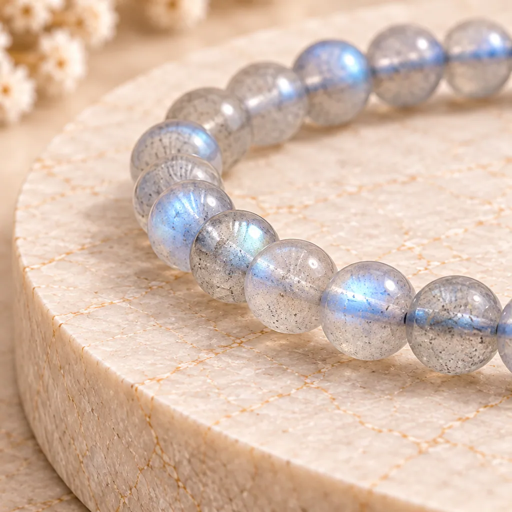 Bracelet à boules en Labradorite · 5 mm · Madagascar · Grade AA — vue studio 2