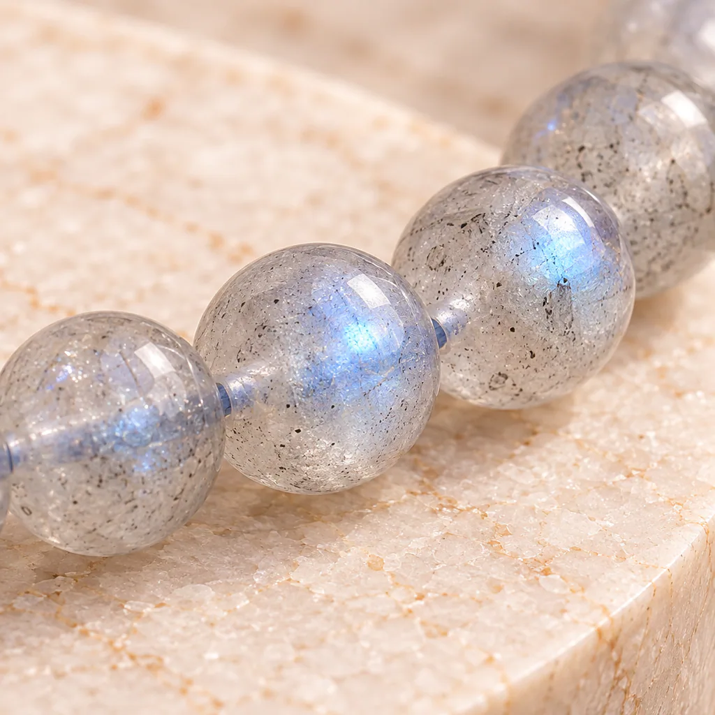 Bracelet à boules en Labradorite · 5 mm · Madagascar · Grade AA — vue studio 3