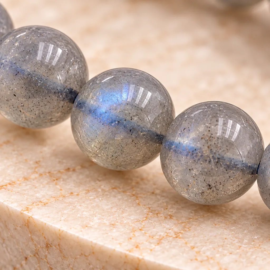 Bracelet à boules en Labradorite · 7 mm · Madagascar · Grade AA — vue studio 3