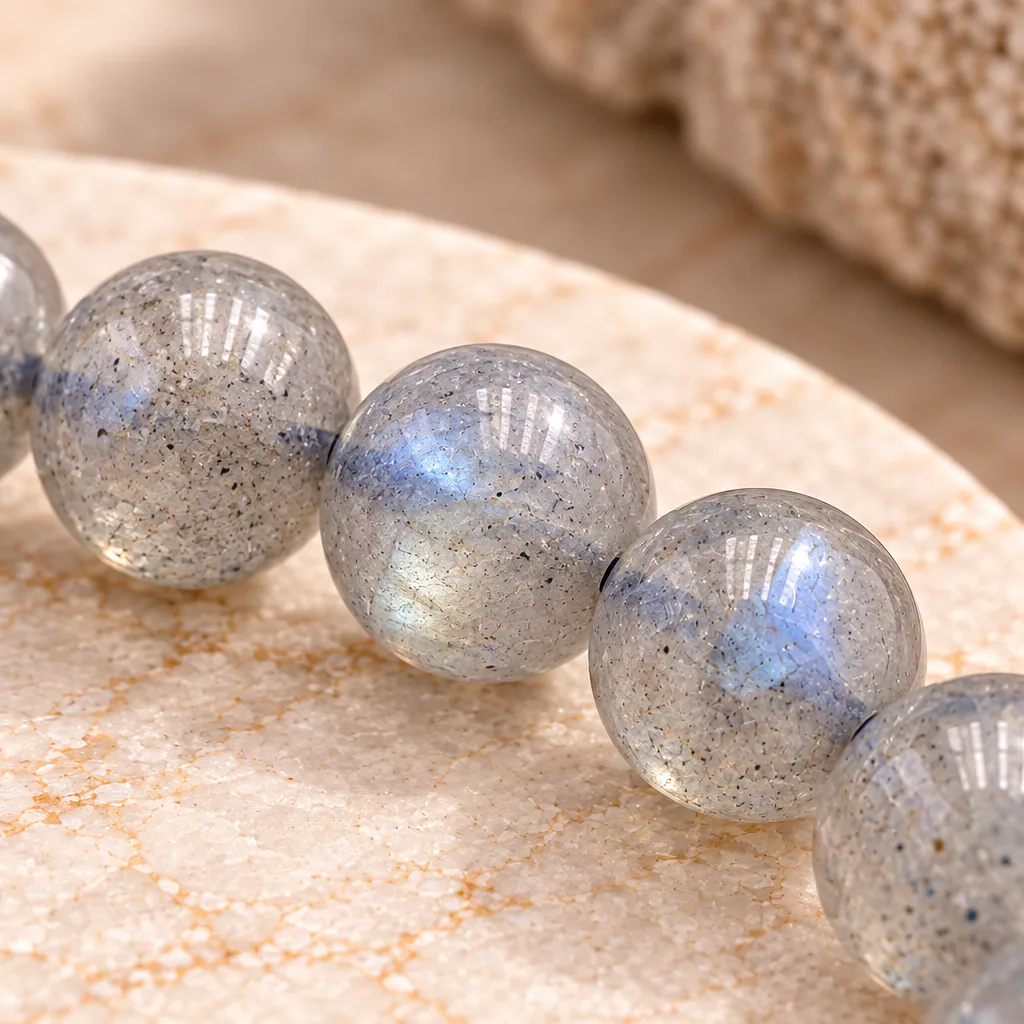 Bracelet à boules en Labradorite · 7 mm · Madagascar · Grade AA+ — vue studio 3