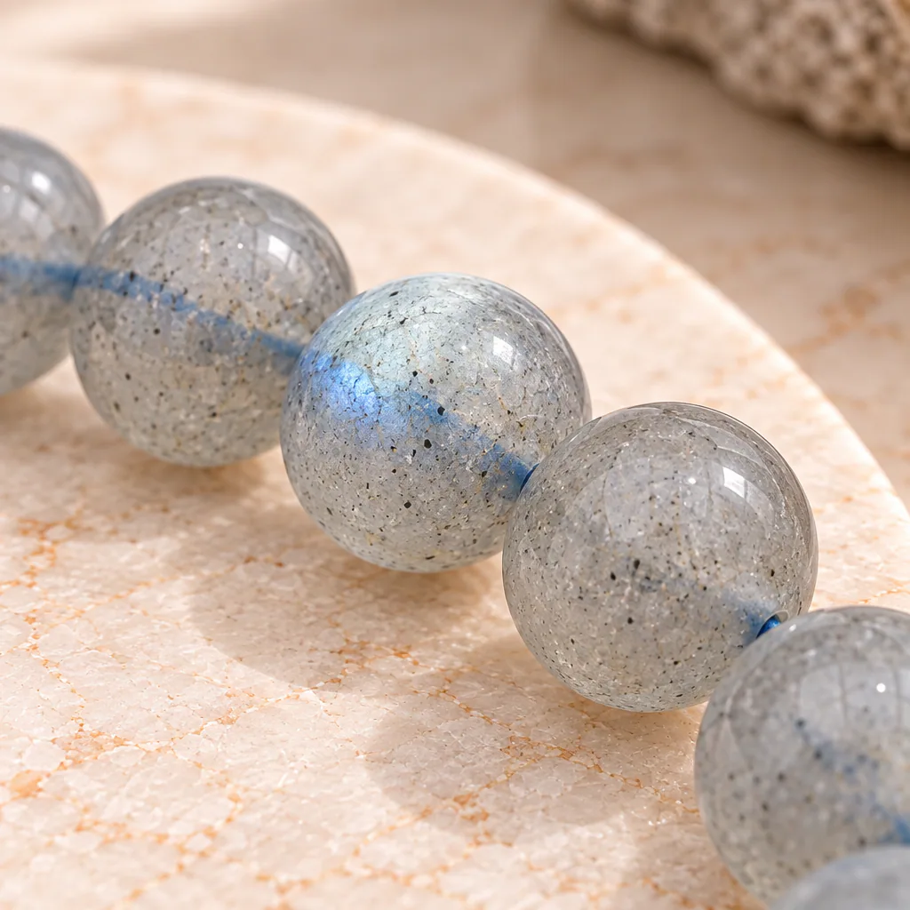 Bracelet à boules en Labradorite · 7 mm · Madagascar · Grade A+ — vue studio 3