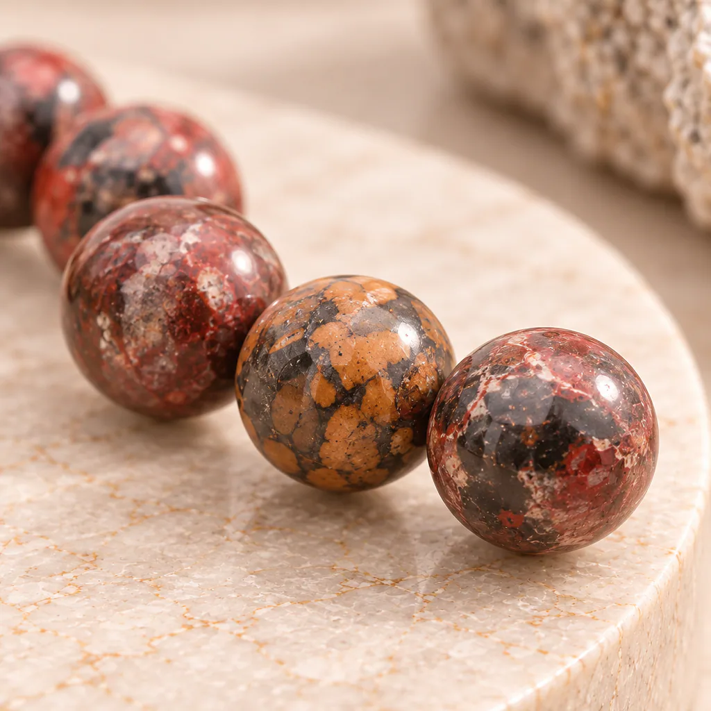 Bracelet à boules en Jaspe léopard · 6 mm · Brésil · Grade A+ — vue studio 3