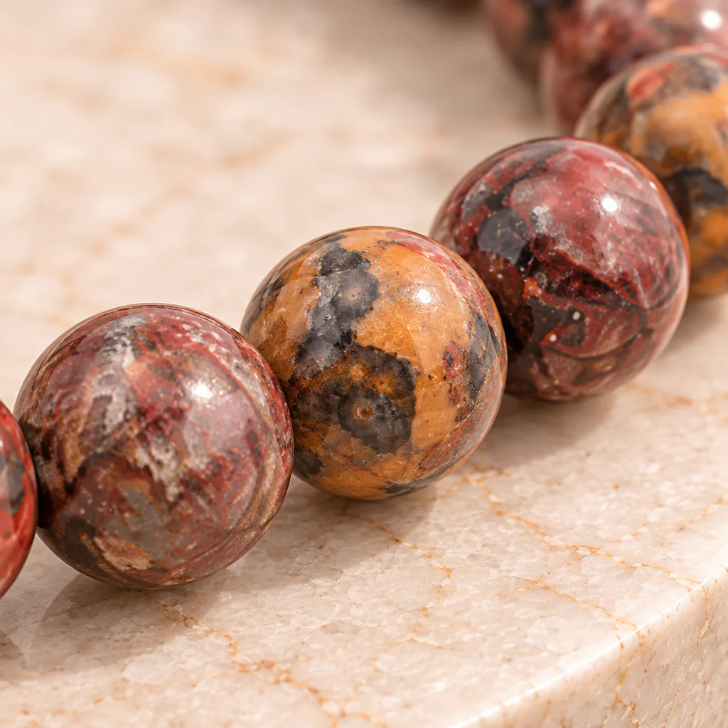 Bracelet à boules en Jaspe léopard · 6 mm · Brésil · Grade A+ — vue studio 3