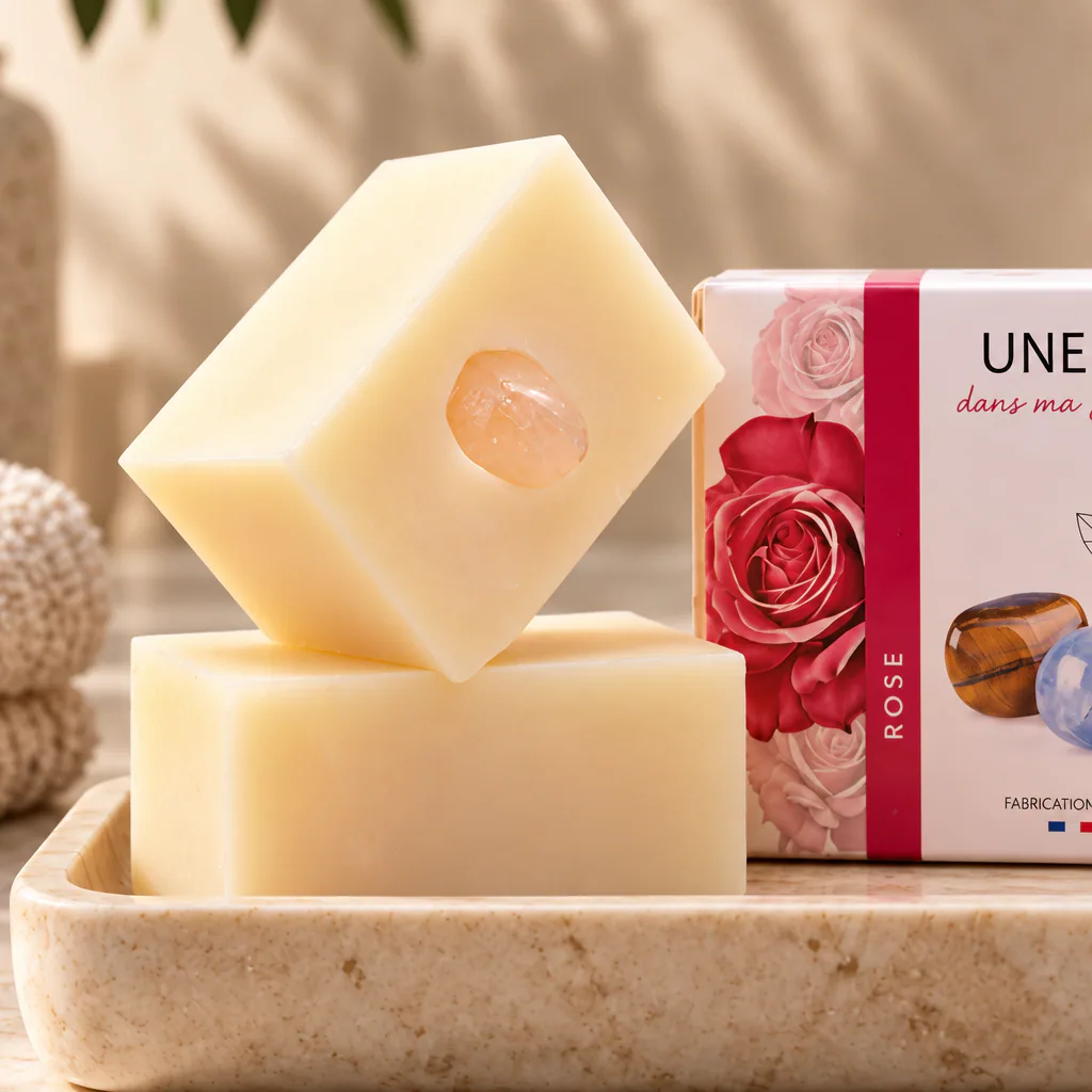 Savon naturel senteur ROSE · Grade A — vue studio 2