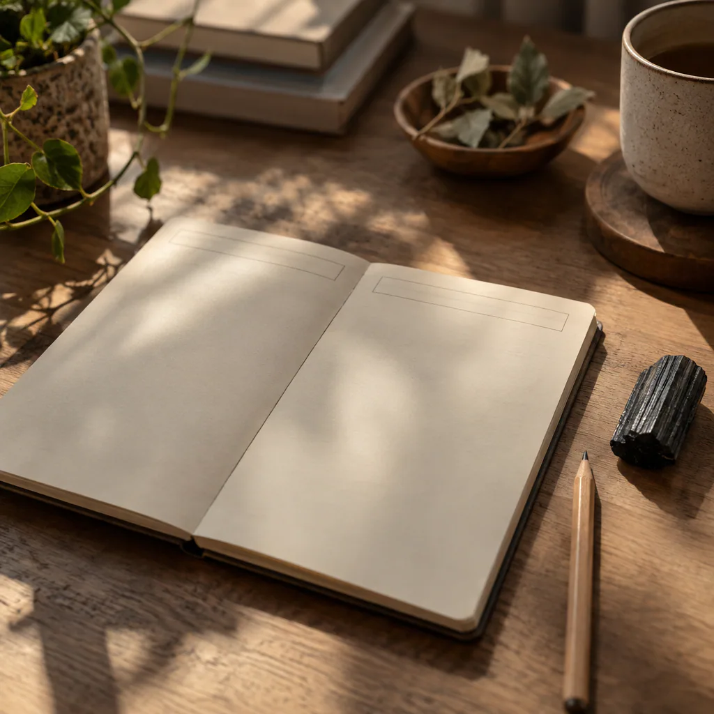 Carnet et tourmaline noire pour un exercice d’introspection