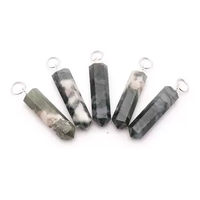 Pendentif Pointe en Agate Mousse - Les Merveilles de Lilou