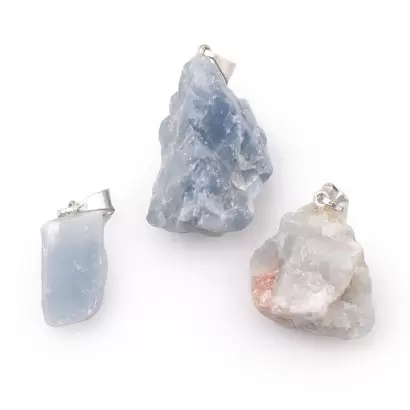 Pendentif Pierre brute en Calcite Bleue - Les Merveilles de