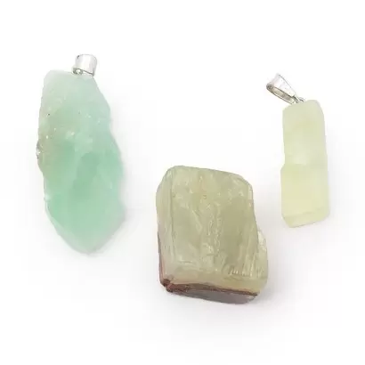 Pendentif Pierre brute en Calcite Verte - Les Merveilles de