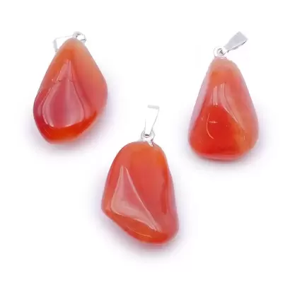 Pendentif Pierre roulée en Cornaline - Les Merveilles de Lilou