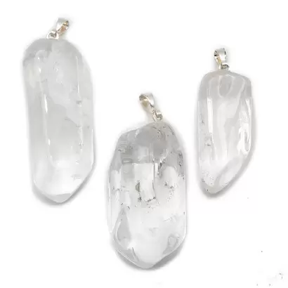 Pendentif Pierre roulée en Cristal de Roche pointe - Les