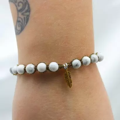 Bracelet « Wendy » en Howlite blanche - Les Merveilles de Lilou