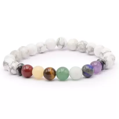 Bracelet 7 Chakras et Howlite Blanche - Les Merveilles de Lilou