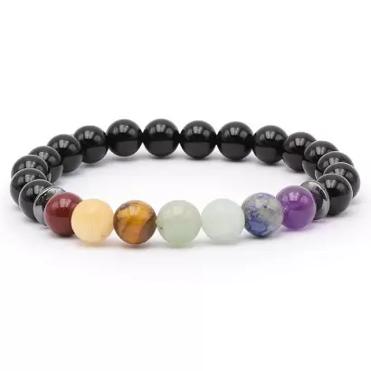 Bracelet 7 Chakras et Onyx - Les Merveilles de Lilou