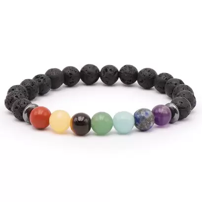 Bracelet 7 Chakras et Pierre de Lave - Les Merveilles de Lilou