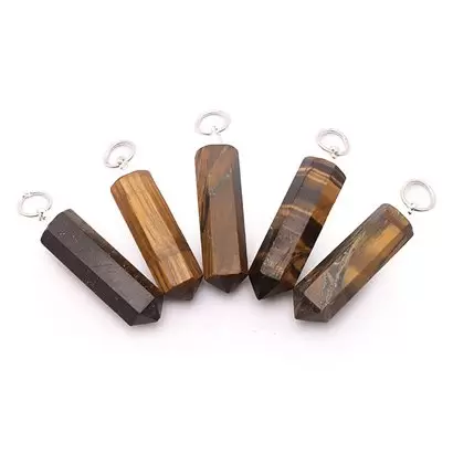 Pendentif Pointe en Œil de Tigre - Les Merveilles de Lilou