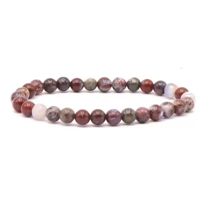 Bracelet à boules en Agate Crazy Lace Rouge - Les Merveilles de