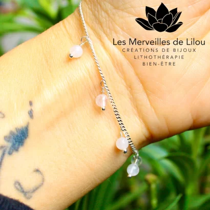 Bracelet Léna en Quartz rose & Argent 925 - Les Merveilles de