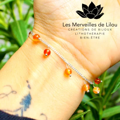 Bracelet Léna en Cornaline & Argent 925 - Les Merveilles de