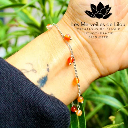Bracelet Léna en Cornaline & Argent 925 - Les Merveilles de