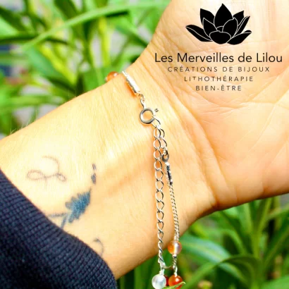 Bracelet Léna en Cornaline & Argent 925 - Les Merveilles de