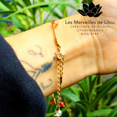 Bracelet Léna en Cornaline & Plaqué Or - Les Merveilles de Lilou