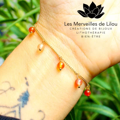 Bracelet Léna en Cornaline & Plaqué Or - Les Merveilles de Lilou