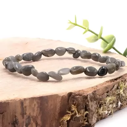 Bracelet Pierre Roulées en Labradorite Noire - Les Merveilles