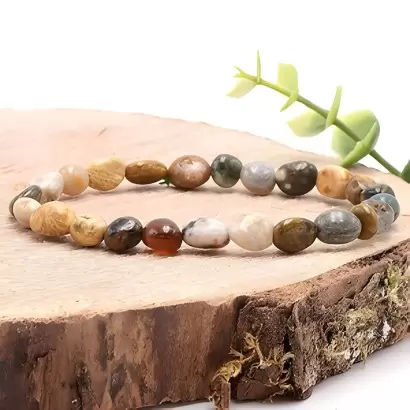 Bracelet Pierres Roulées en Jaspe Océan - Les Merveilles de