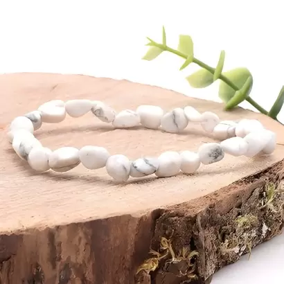 Bracelet Pierres Roulées en Howlite Blanche - Les Merveilles de
