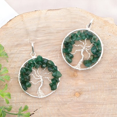 Pendentif « Arbre de vie » en Aventurine Verte - Les Merveilles